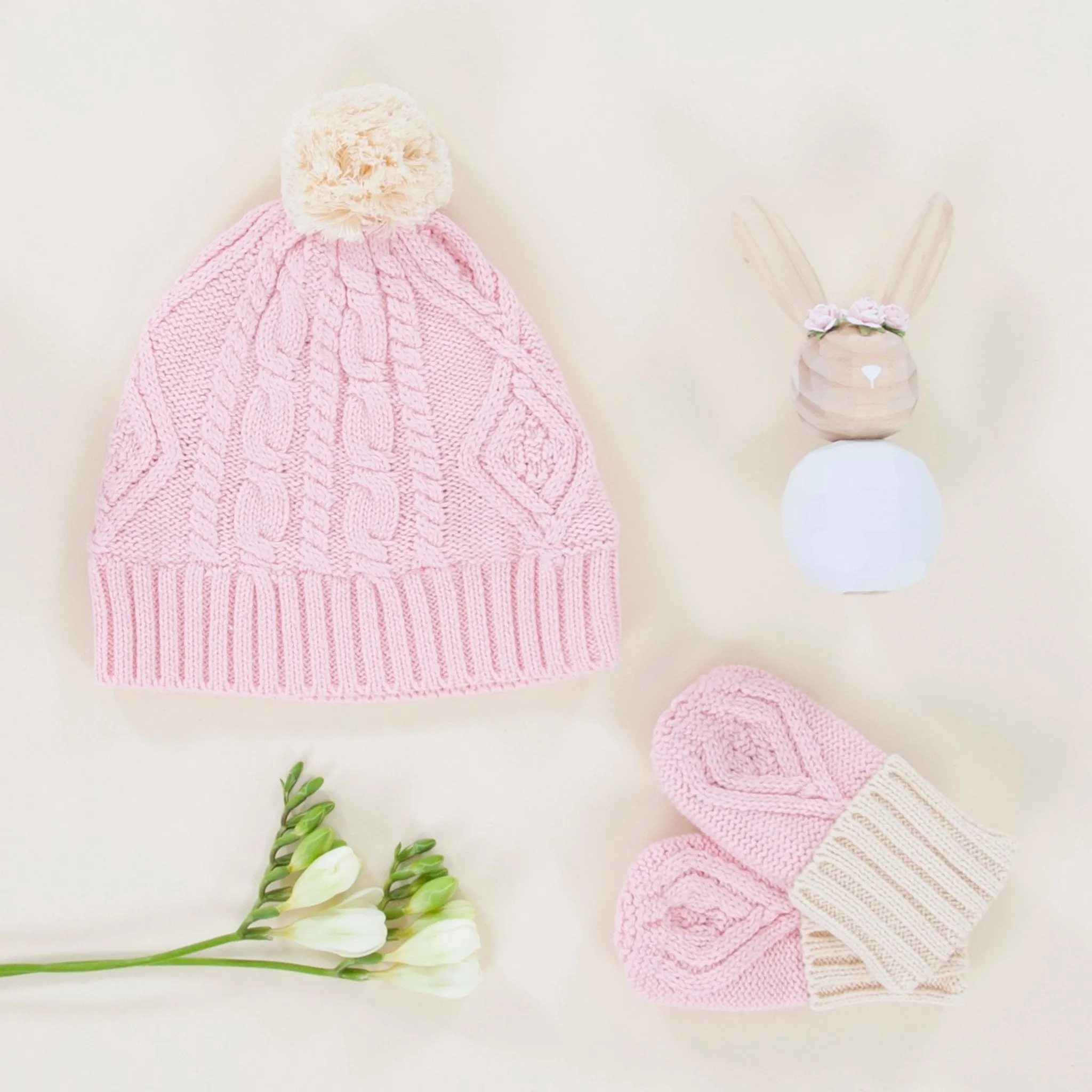 Cable Knit Set Pink