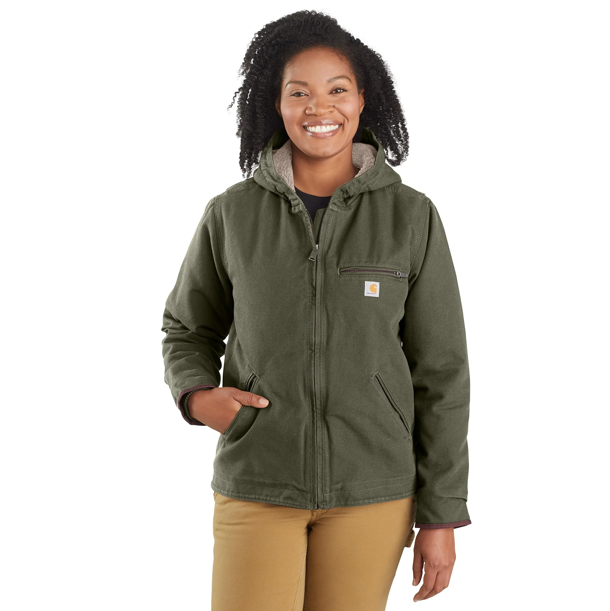 Carhartt 104292 Women's Loose Fit Washed Duck Sherpa Lined Jacket