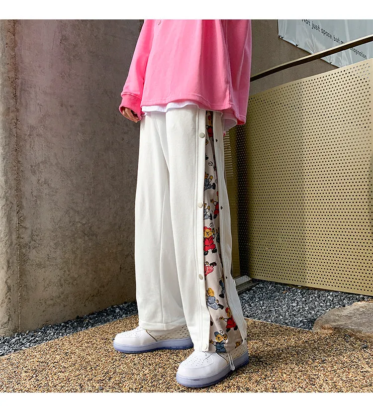 Cartoon Side Straight Tube Wide Pants