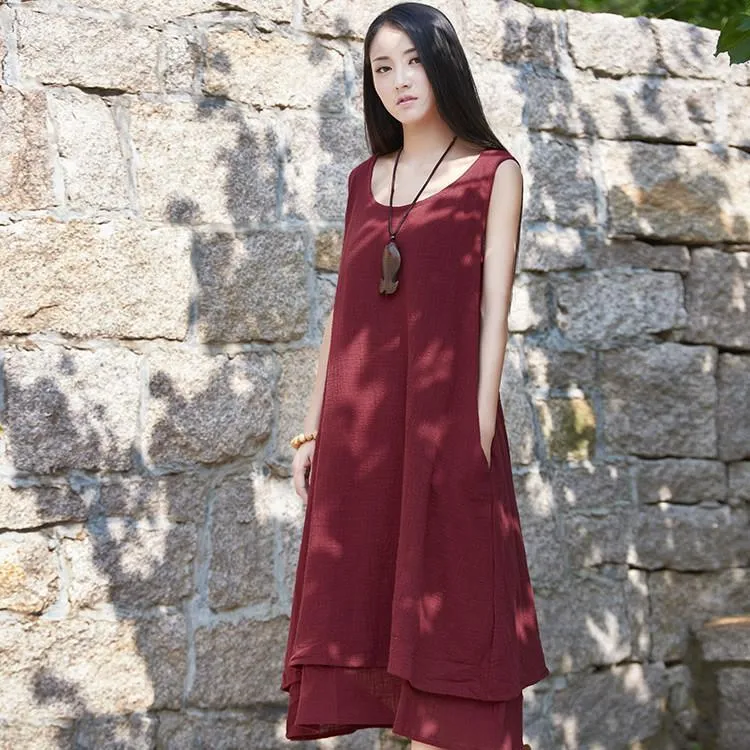 Casual Sleeveless Linen Dress  | Zen