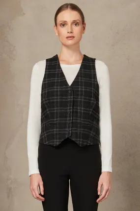 Checked Double-Face Vest - Black