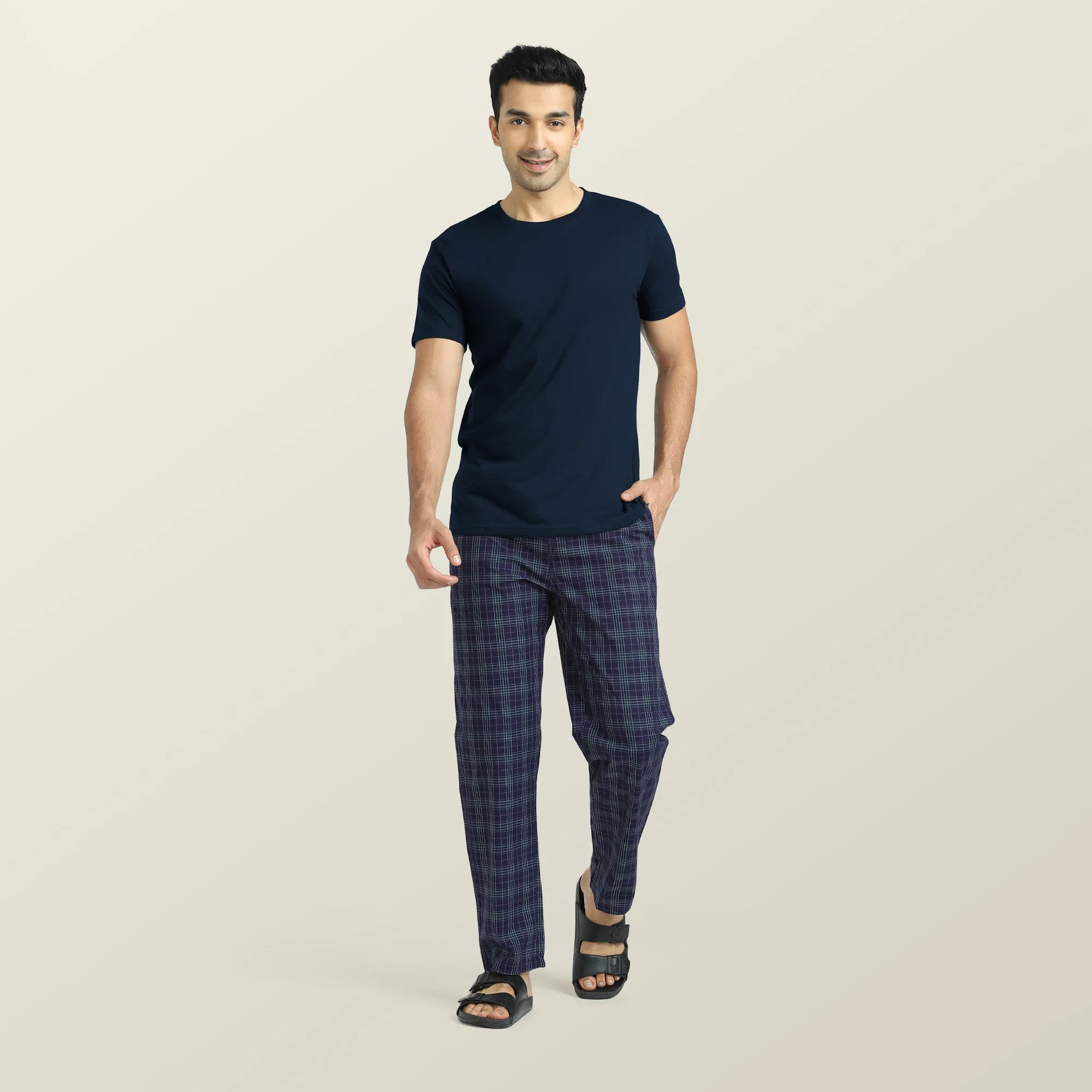 Checkmate Combed Cotton Pyjamas Storm Blue