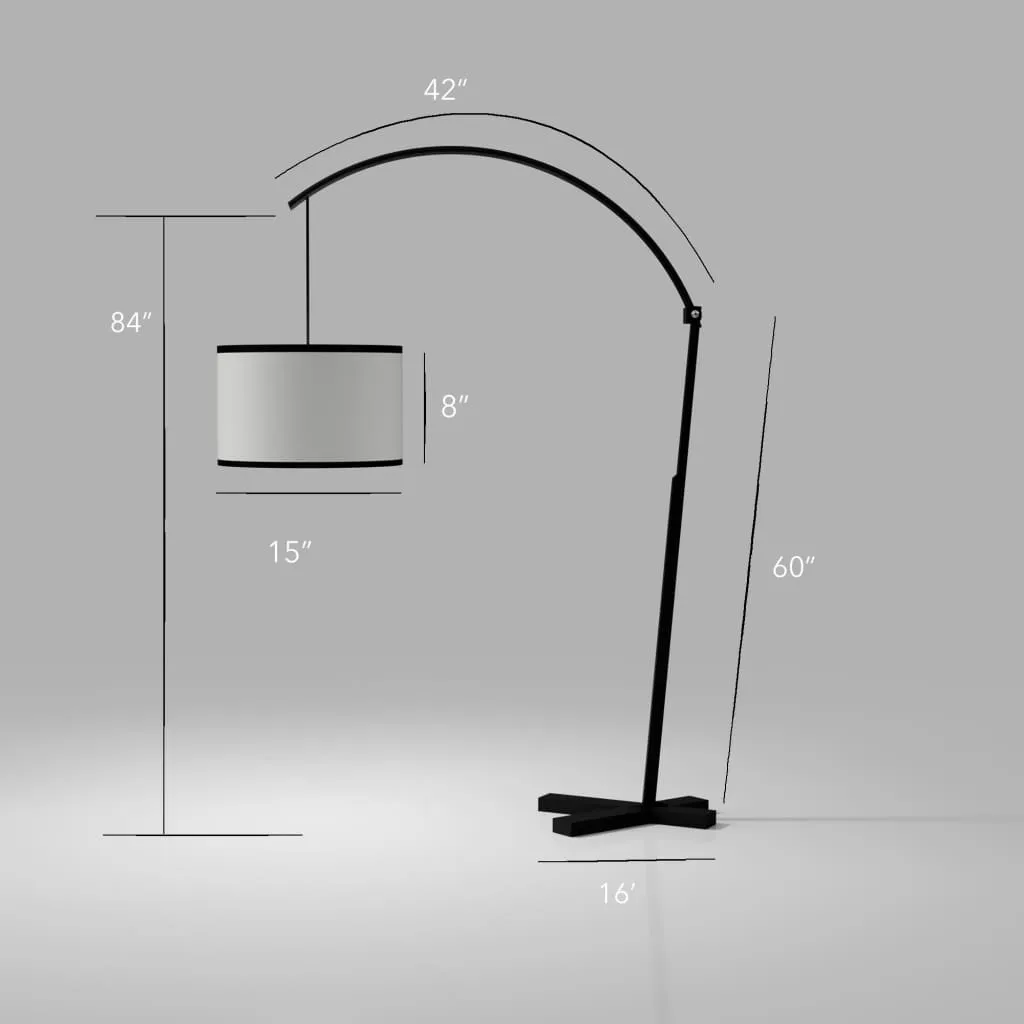 Clf109 Fifth Avenue Curved-Arm Black Floor Lamp