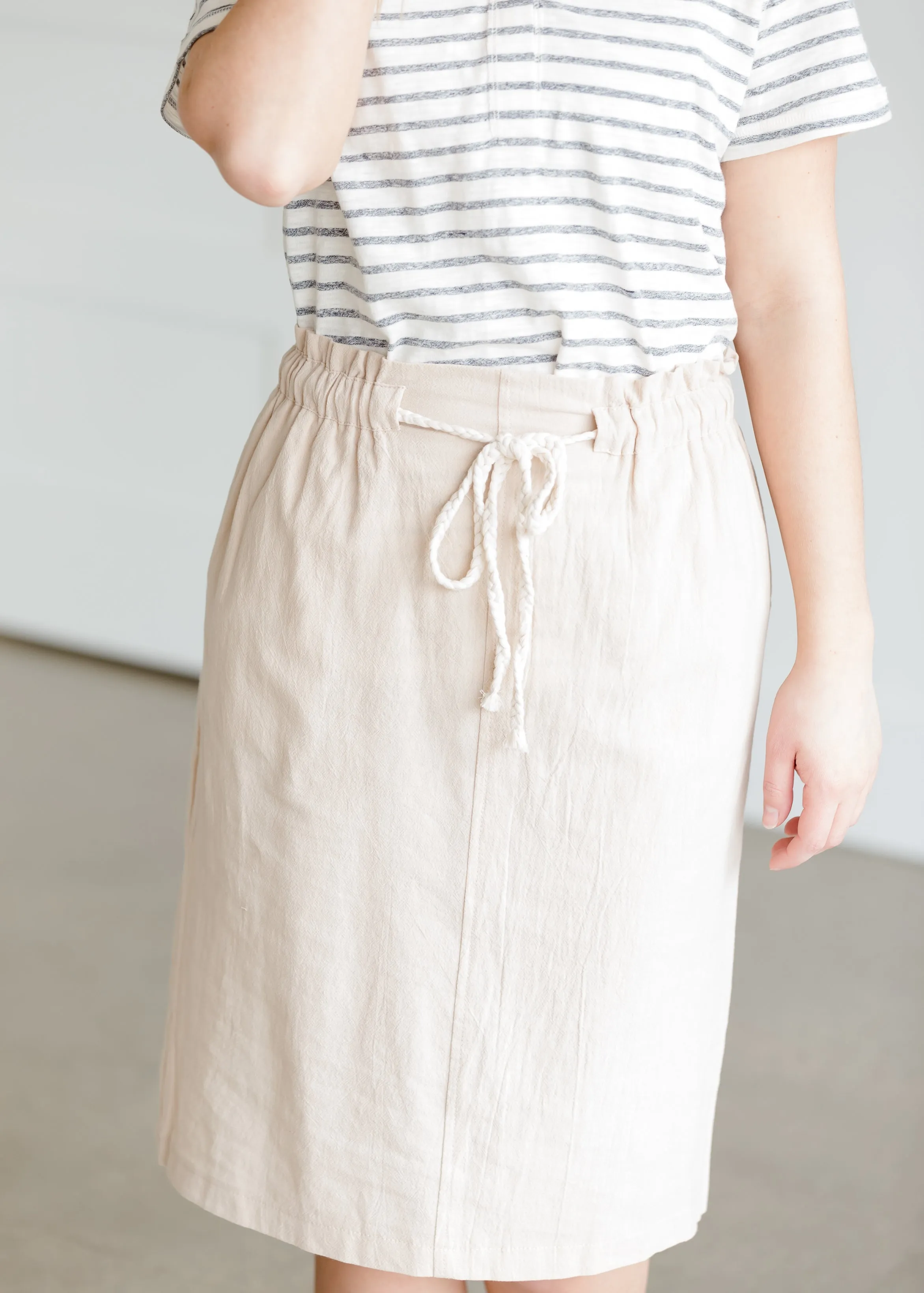 Cotton Belted Midi Skirt - FINAL SALE