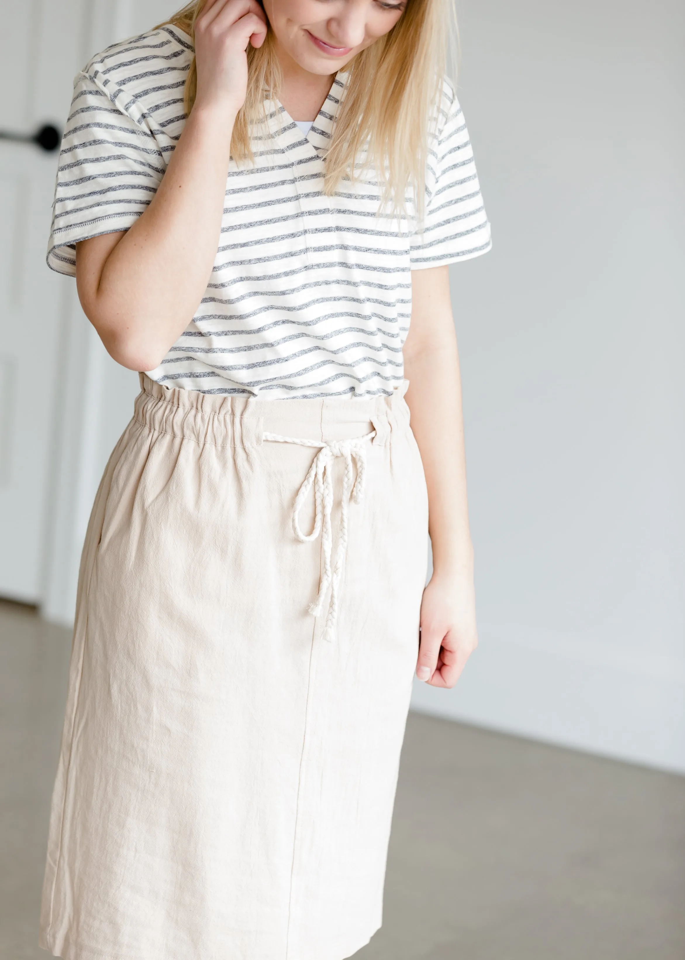 Cotton Belted Midi Skirt - FINAL SALE