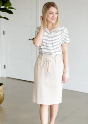 Cotton Belted Midi Skirt - FINAL SALE