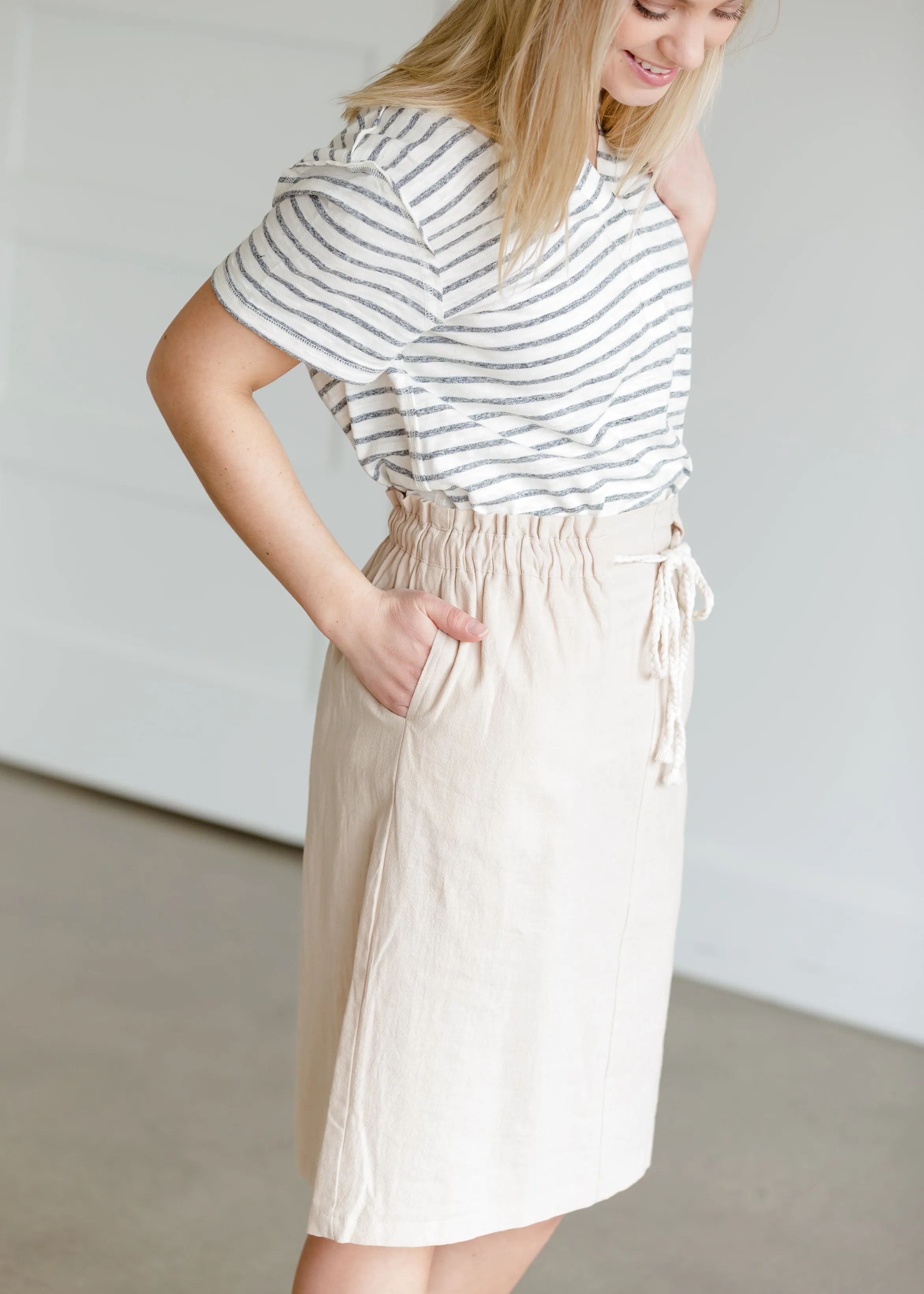 Cotton Belted Midi Skirt - FINAL SALE