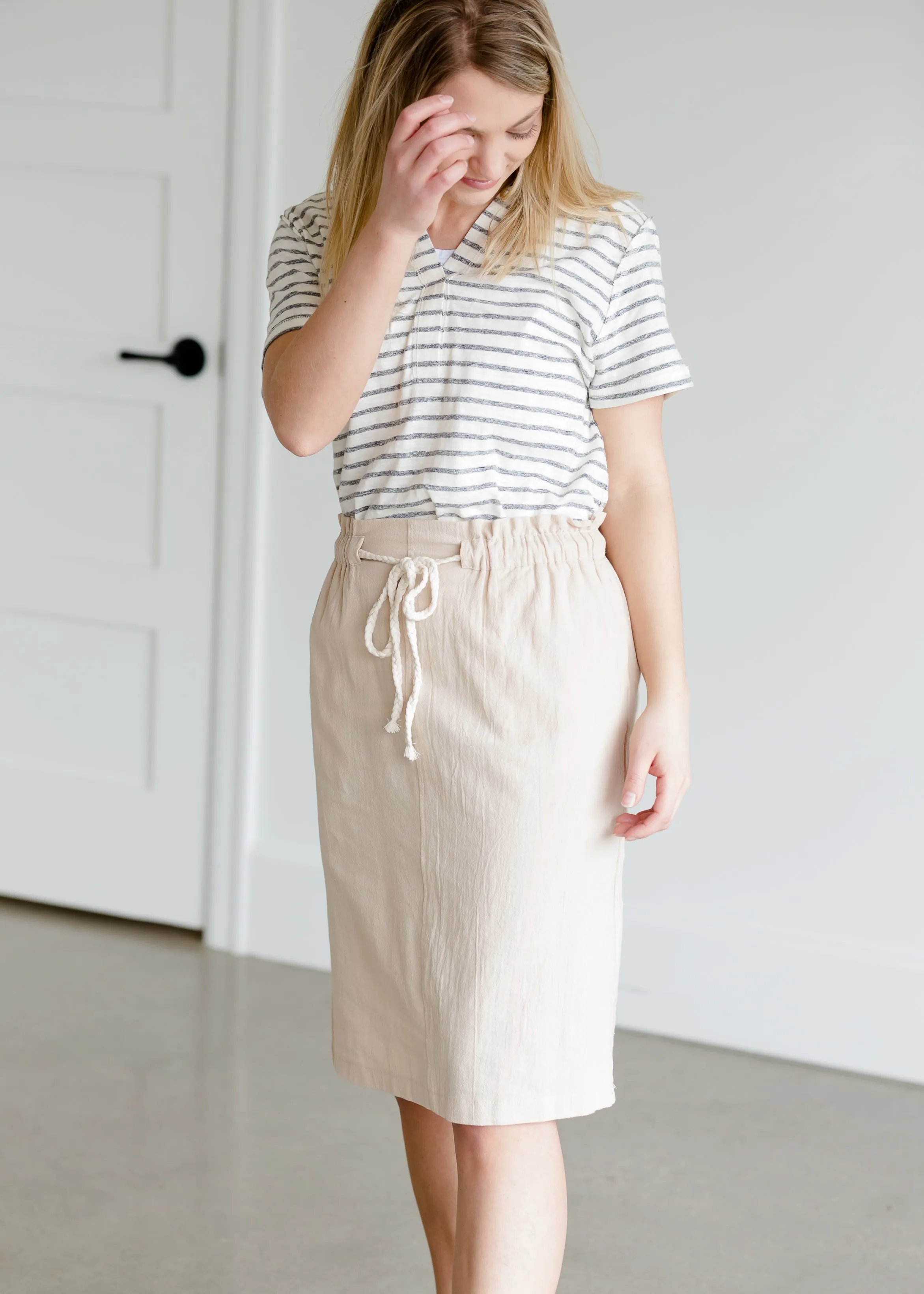 Cotton Belted Midi Skirt - FINAL SALE