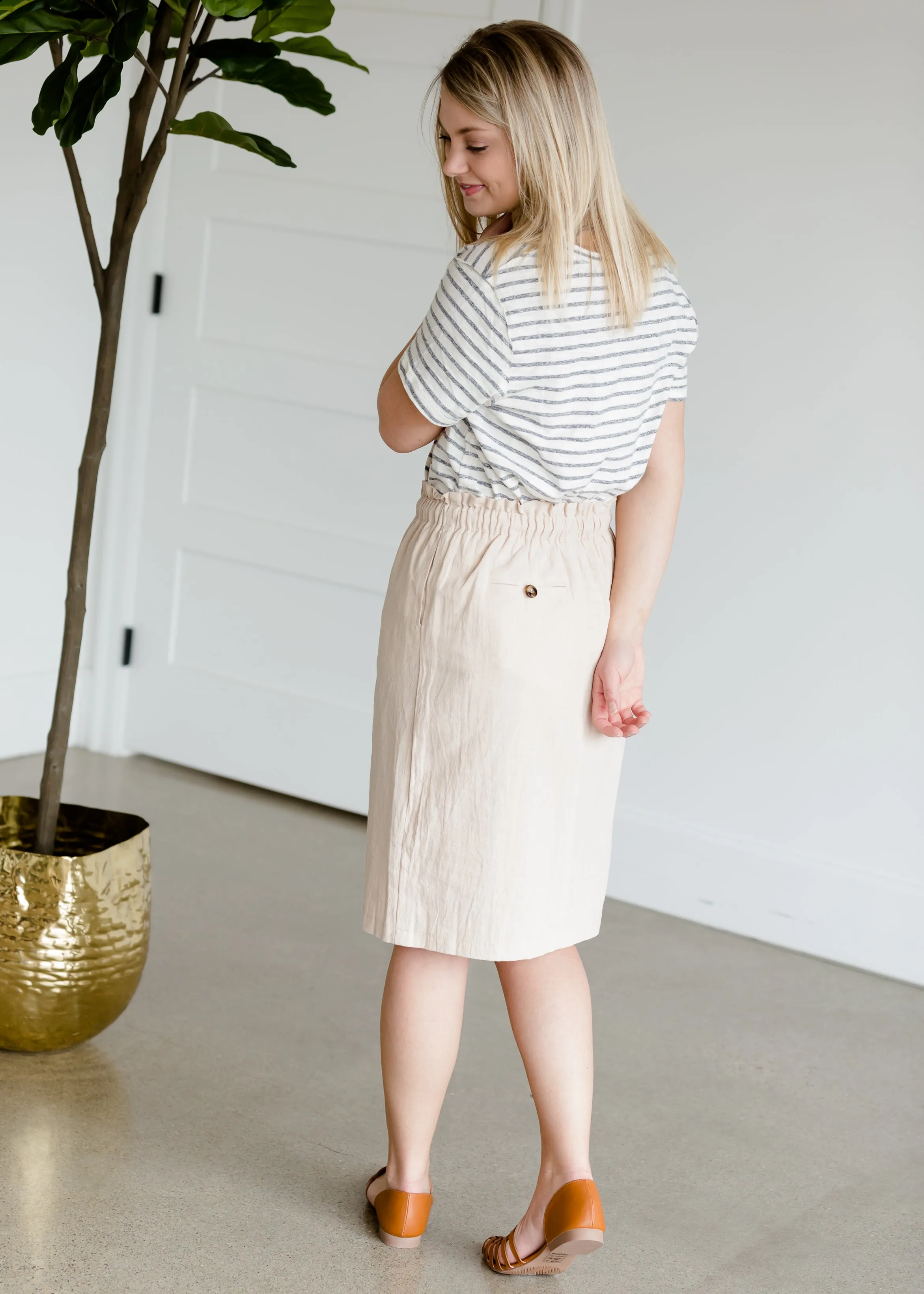 Cotton Belted Midi Skirt - FINAL SALE