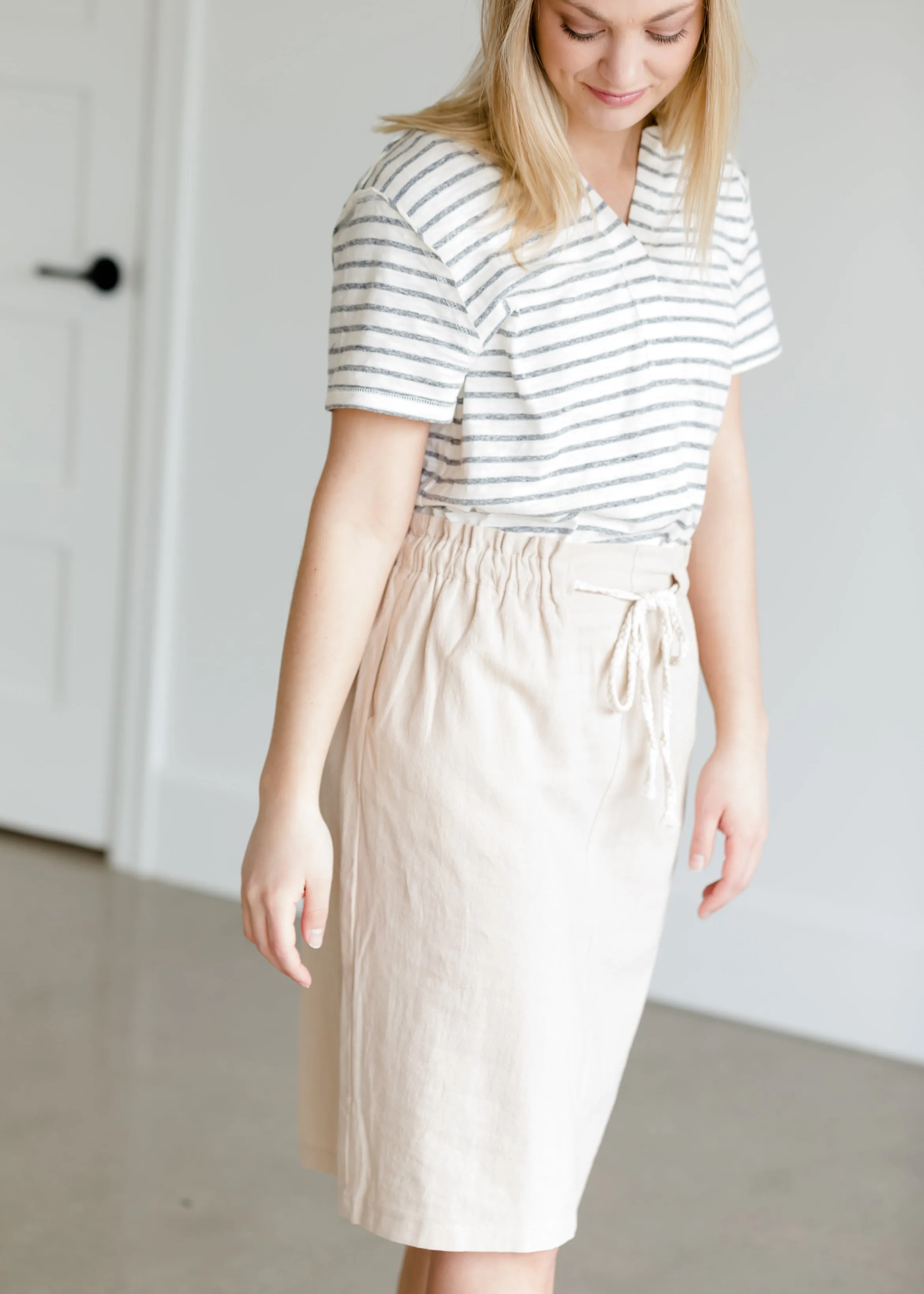 Cotton Belted Midi Skirt - FINAL SALE