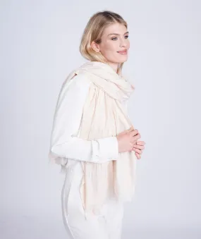 Cream Cashmere Feel Scarf with Diamante Embellishment