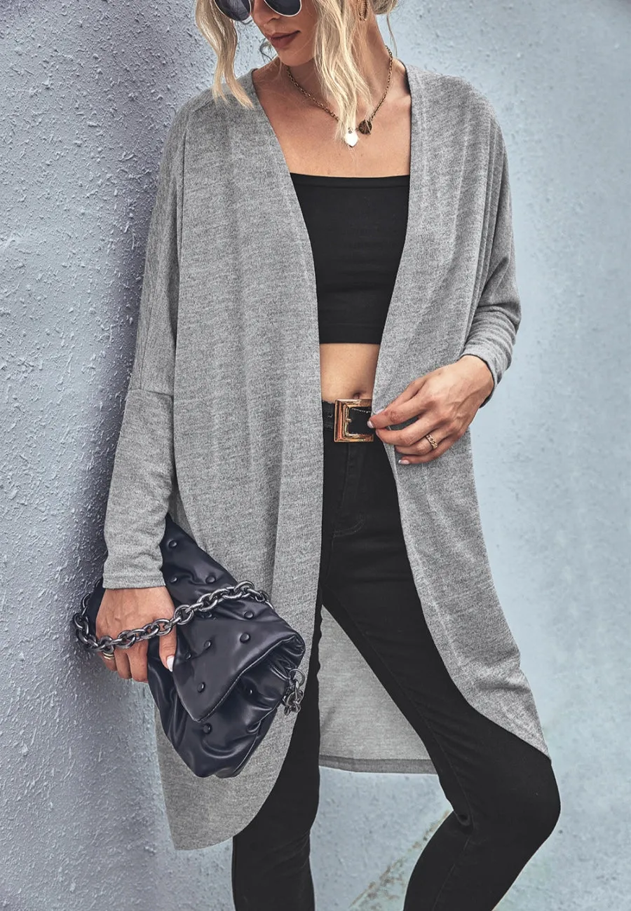 Curved Open Front Light Cardigan