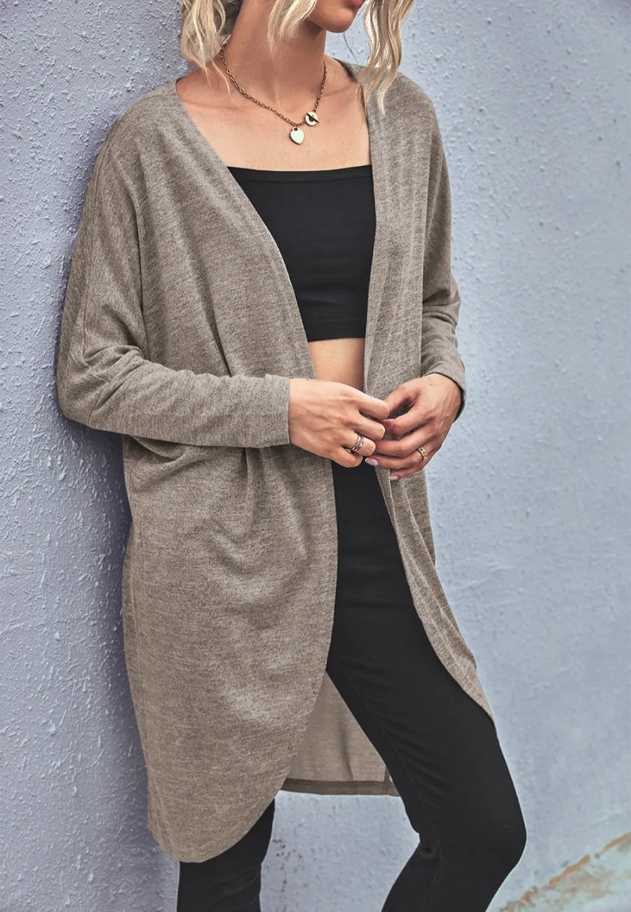 Curved Open Front Light Cardigan