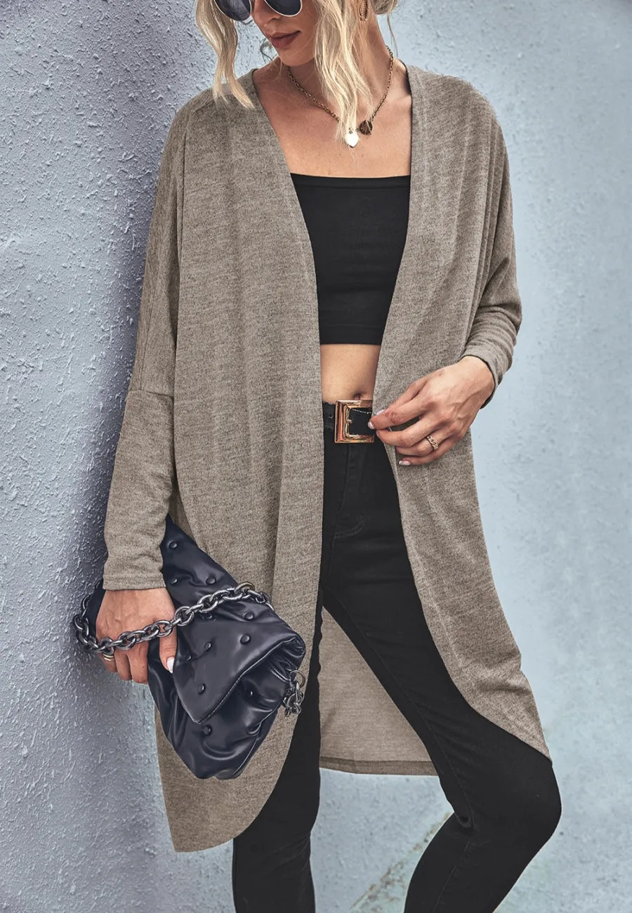 Curved Open Front Light Cardigan