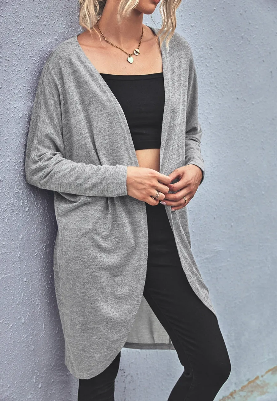 Curved Open Front Light Cardigan