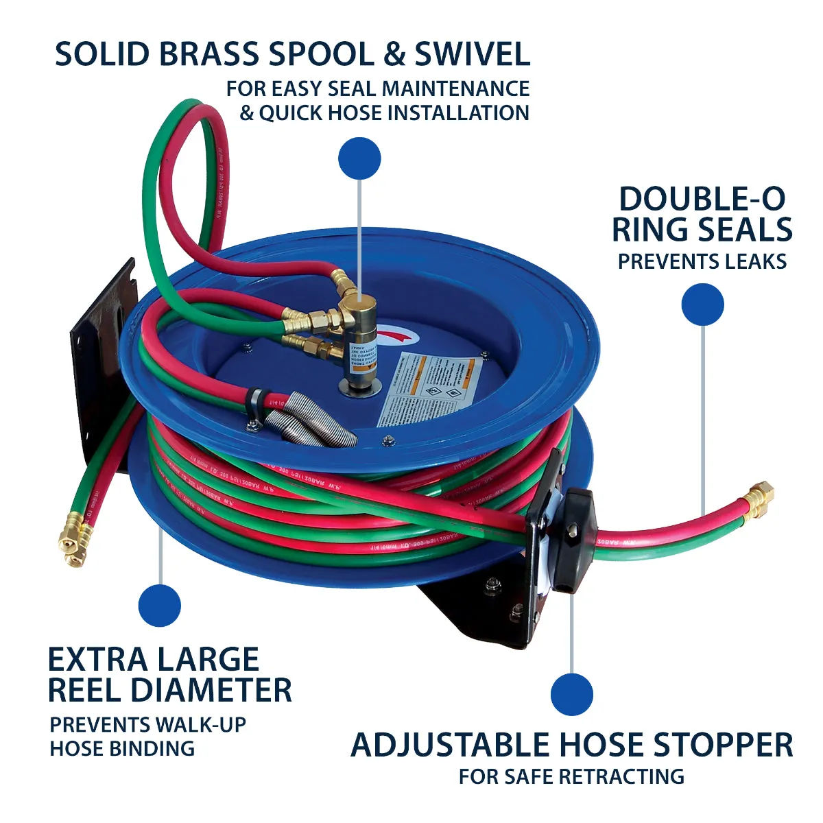 Cyclone Pneumatic CP3684 1/4" x 50' Dual-Hose Twin Welding Welders Reel Tool