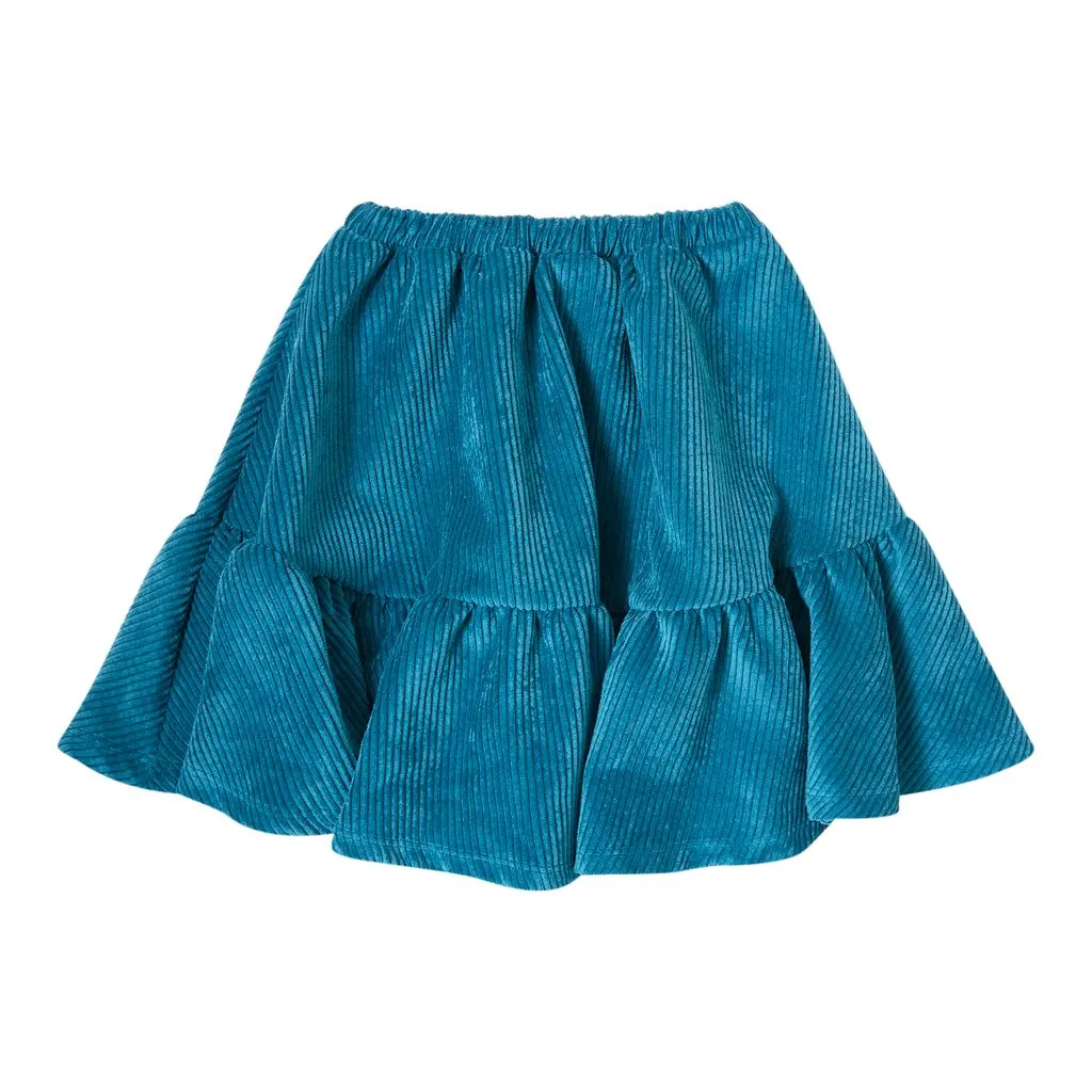 Dark Green Corduroy Flared Skirt