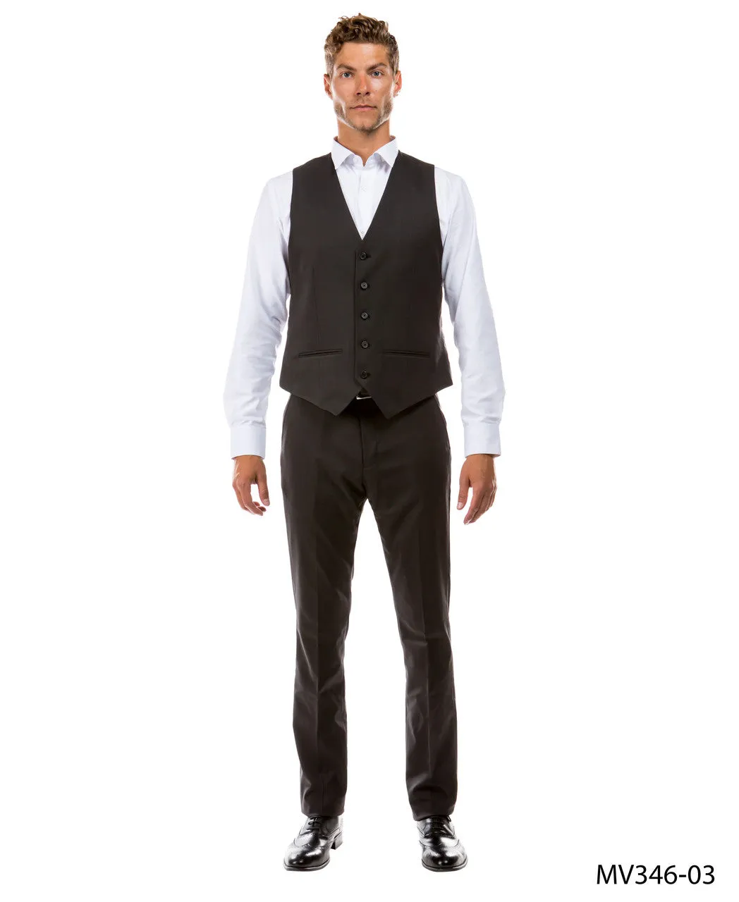 Dark Grey Suit Separates Solid Men's Vest