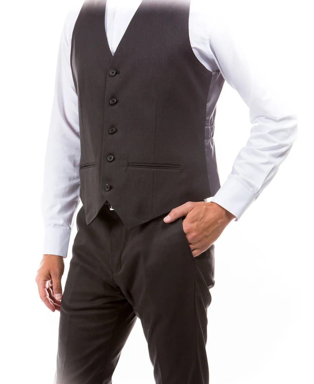 Dark Grey Suit Separates Solid Men's Vest