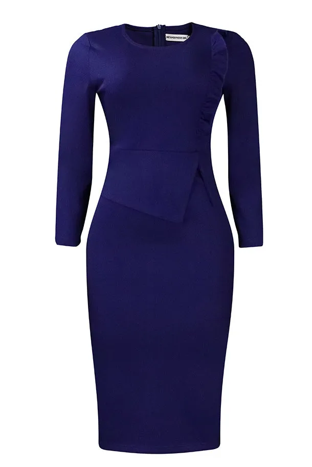 Dark Navy Long Sleeve Bodycon Dress