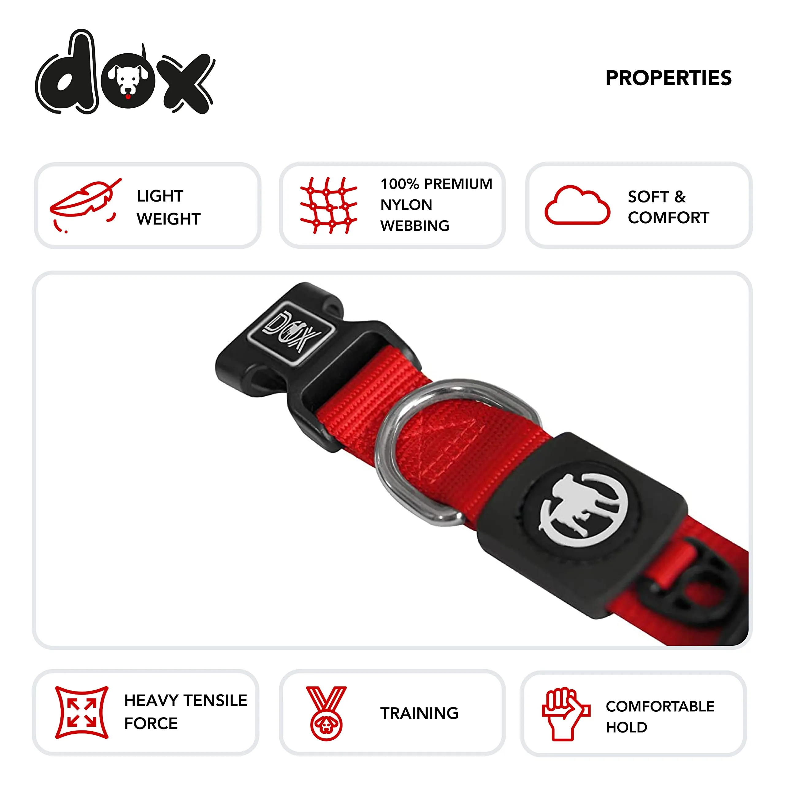 DDOXX Dog Collar Nylon, Adjustable | Many Colors & Sizes | for Small, Medium & Large Dogs