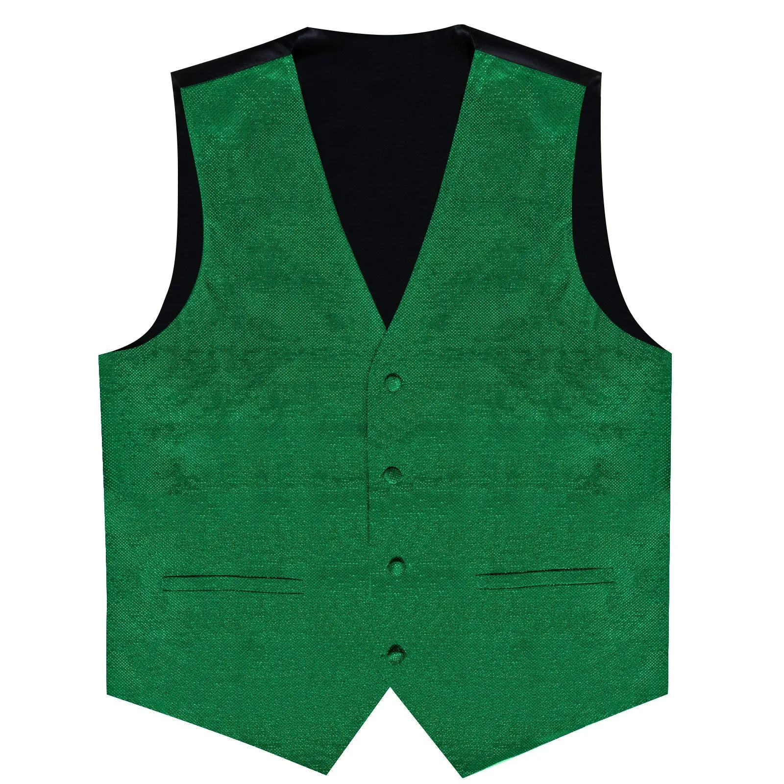 Deep Green Solid Shiny Men's Vest Bowtie Hanky Cufflinks Set Waistcoat Suit Set