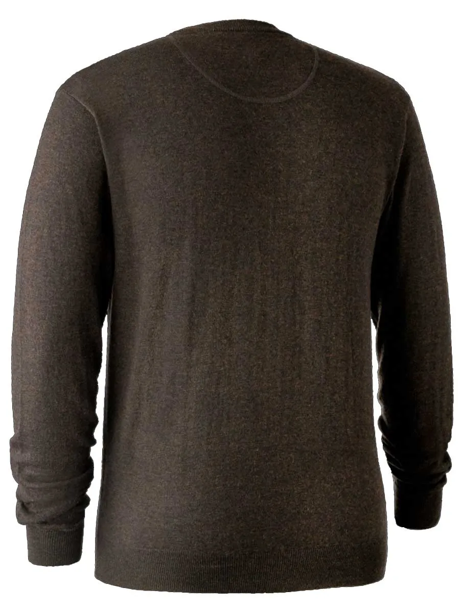 DEERHUNTER Kingston Knit O-Neck Jumper - Mens - Dark Elm