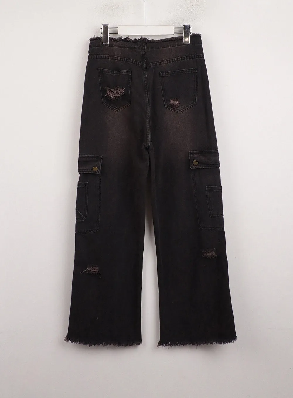 Destroyed Cargo Wide Denim IJ411