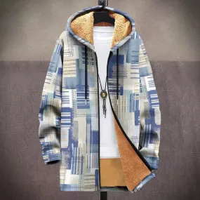 Digital Printed Hat Cardigan Men's Mid-length Trench Coat