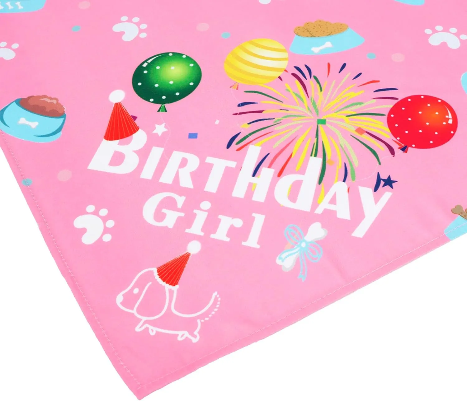 Dog Bandana Hat Set for Birthday Party Supply, Boy Girl Pet Birthday Scarf for Medium Large Dog (Large, Pink)