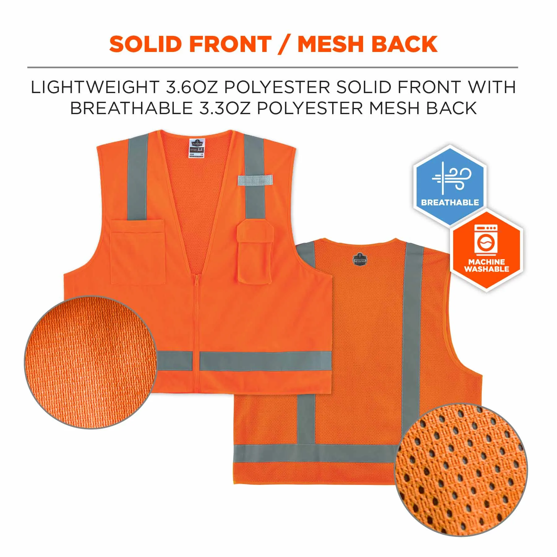 Ergodyne 24517 8249Z-S 3XL Orange Class 2 Economy Surveyors Vest - Single Size