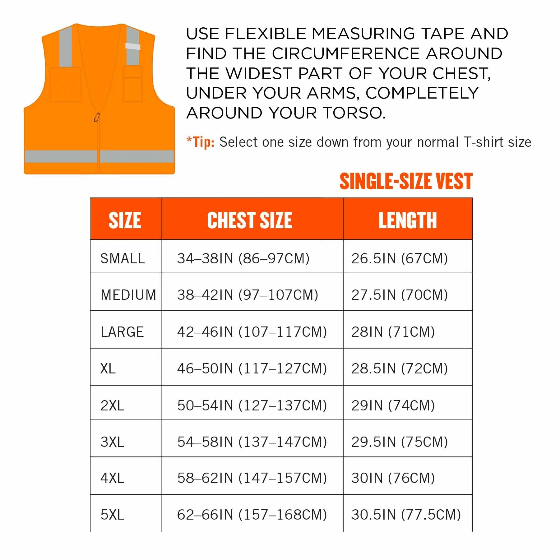 Ergodyne 24517 8249Z-S 3XL Orange Class 2 Economy Surveyors Vest - Single Size