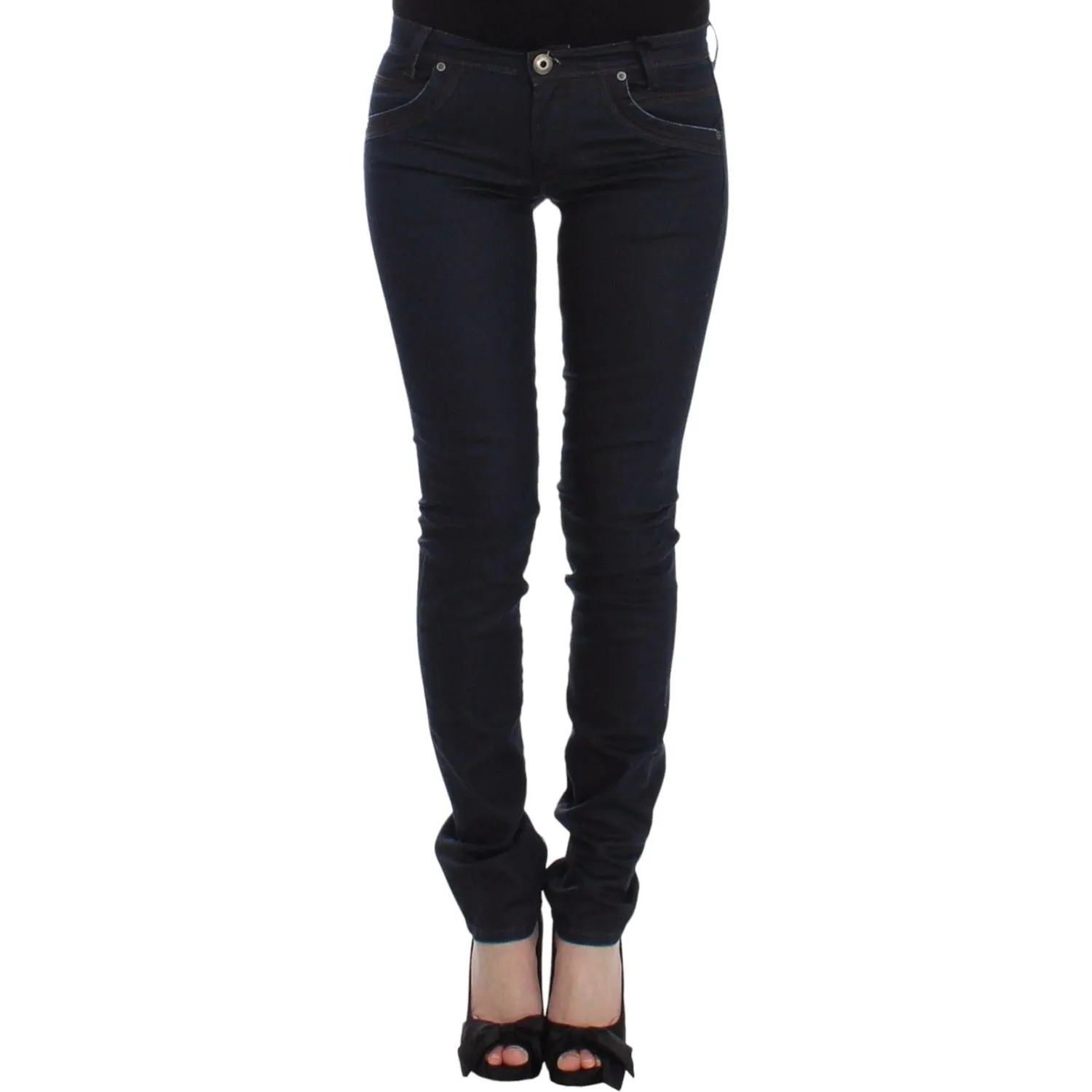 Ermanno Scervino Chic Dark Blue Slim Jeans for Elegant Style