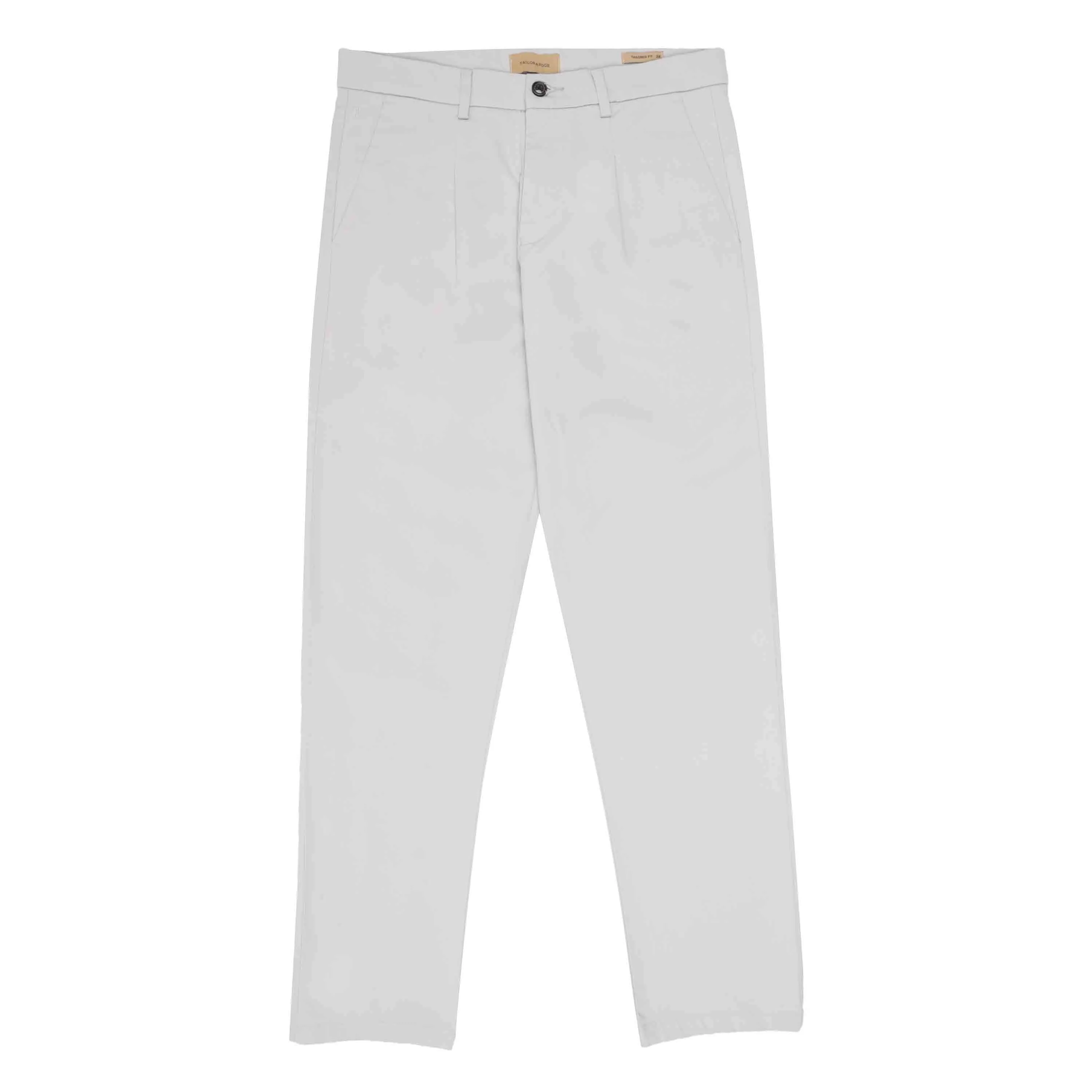 Essential Pleated Powder White Fine Twill Pant