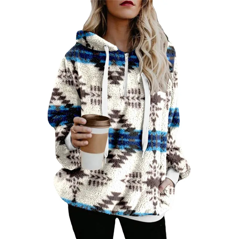 Ethnic Print Plush Sweater