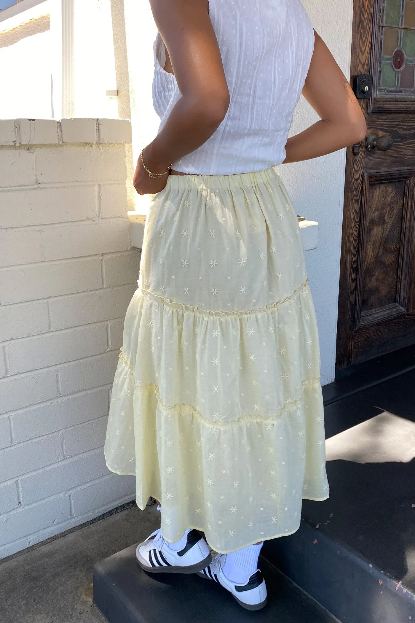 Eyelet Midi Skirt