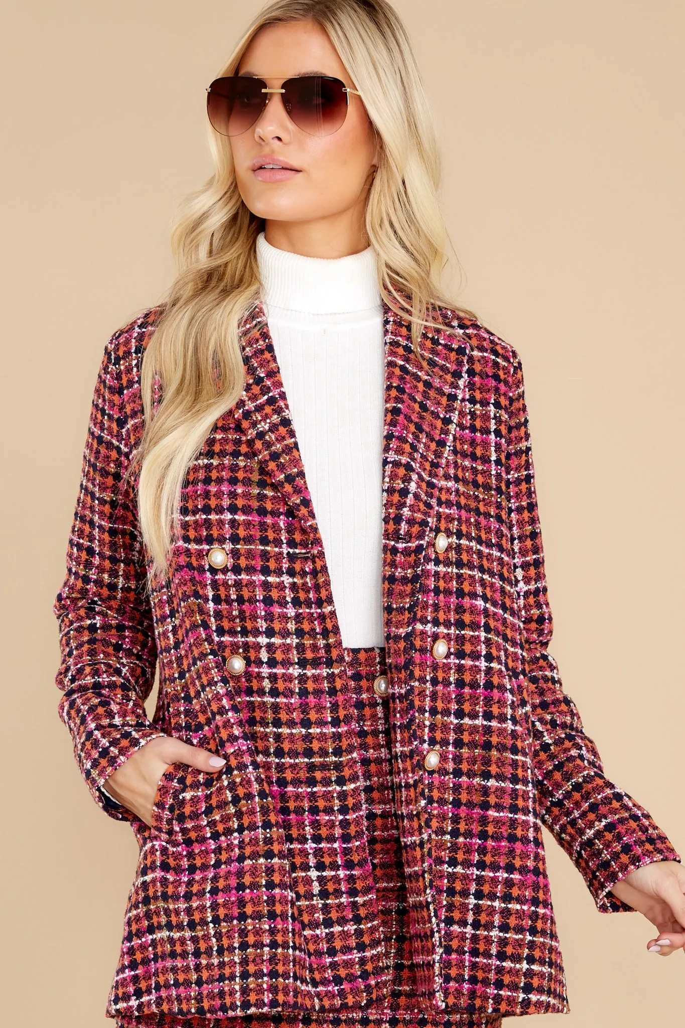 Feeling Of Success Fuchsia Pink Tweed Coat