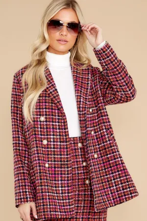 Feeling Of Success Fuchsia Pink Tweed Coat