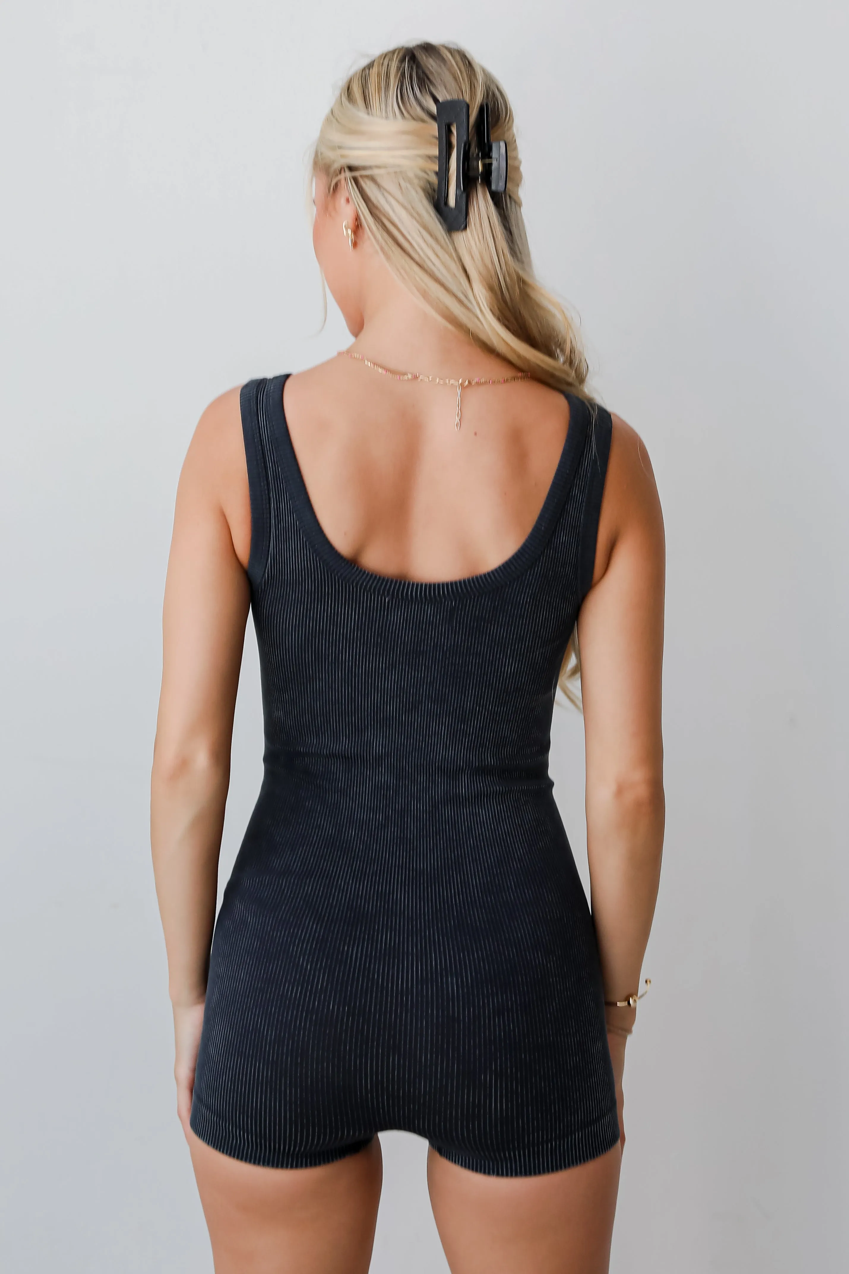 FINAL SALE - Down For Whatever Ribbed Seamless Romper - DU DEAL