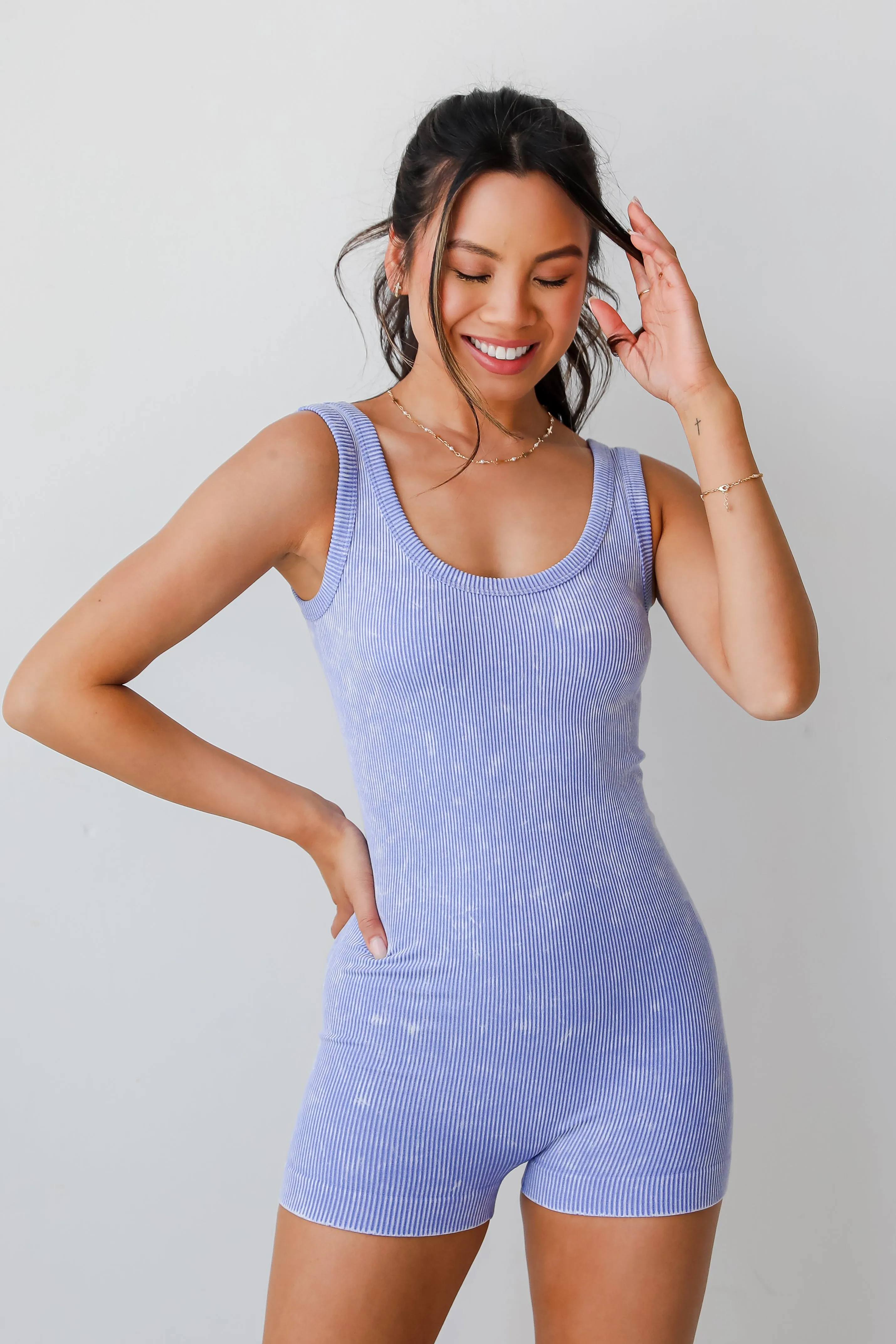 FINAL SALE - Down For Whatever Ribbed Seamless Romper - DU DEAL