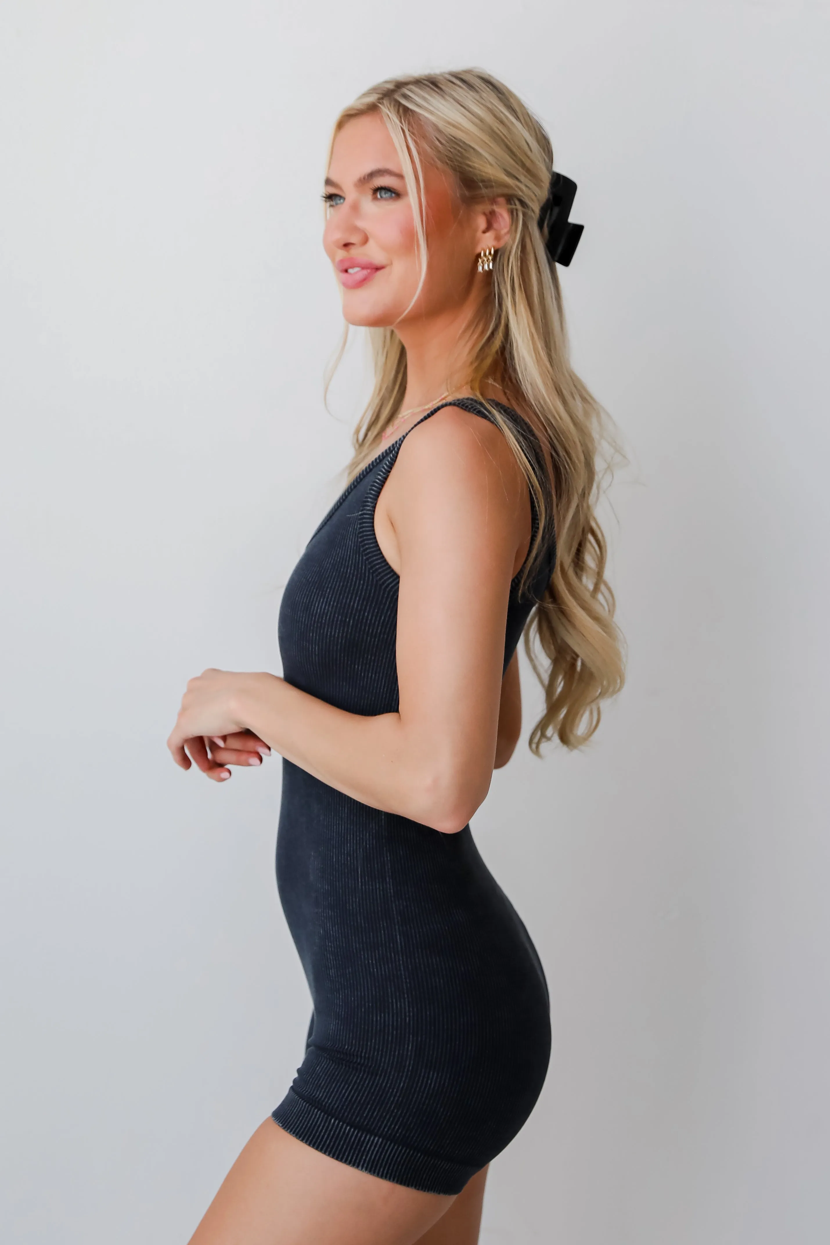 FINAL SALE - Down For Whatever Ribbed Seamless Romper - DU DEAL