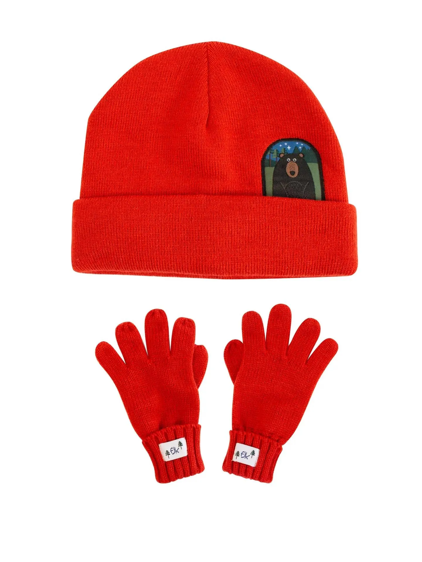 Flap Jack Kids Beanie & Gloves Set - Black Bear