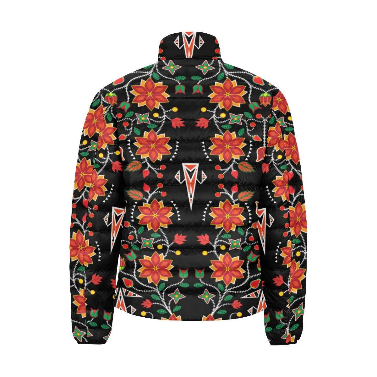 Floral Beadwork Six Bands Men's Stand Collar Padded Jacket