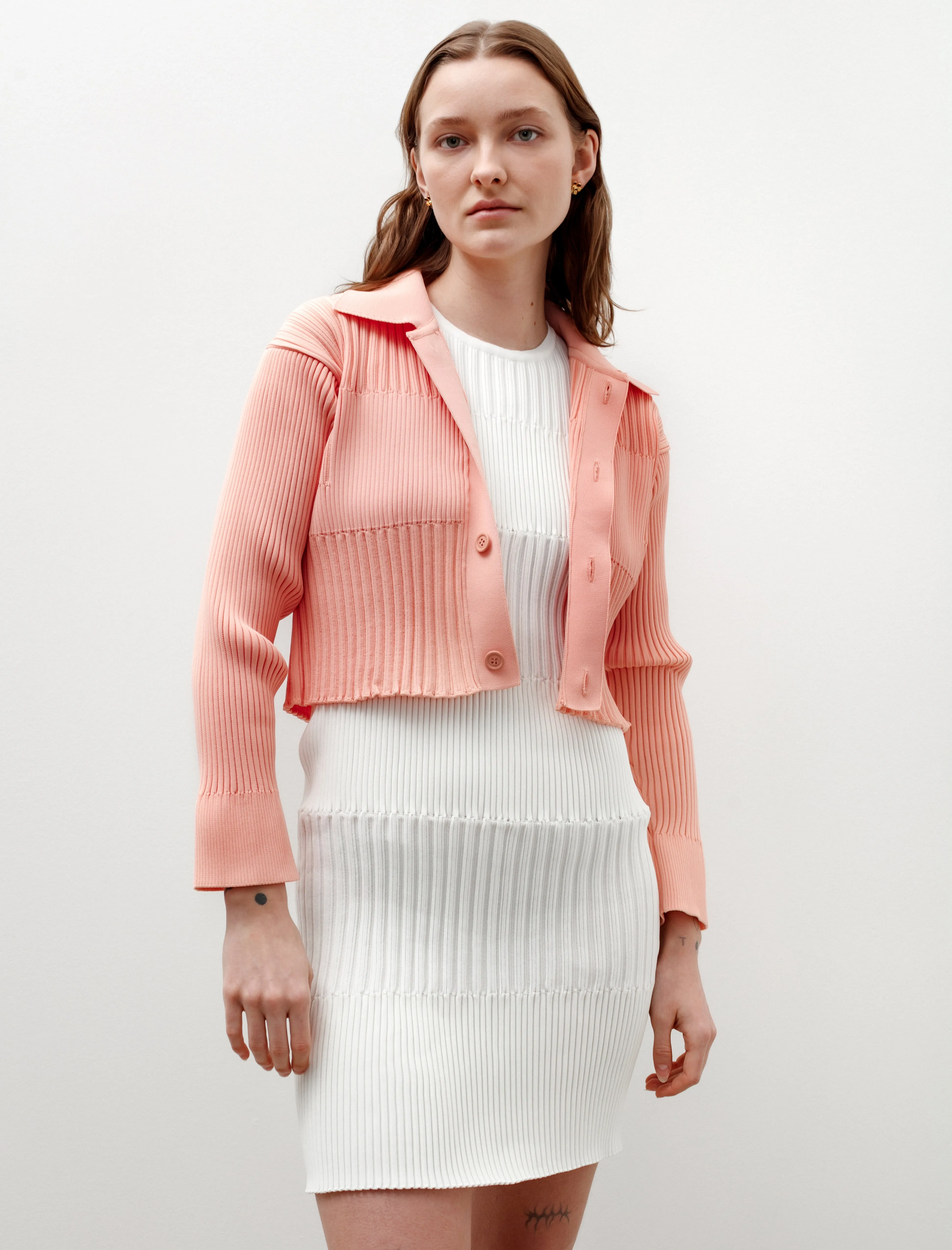 Fluted Cardigan 2 Salmon