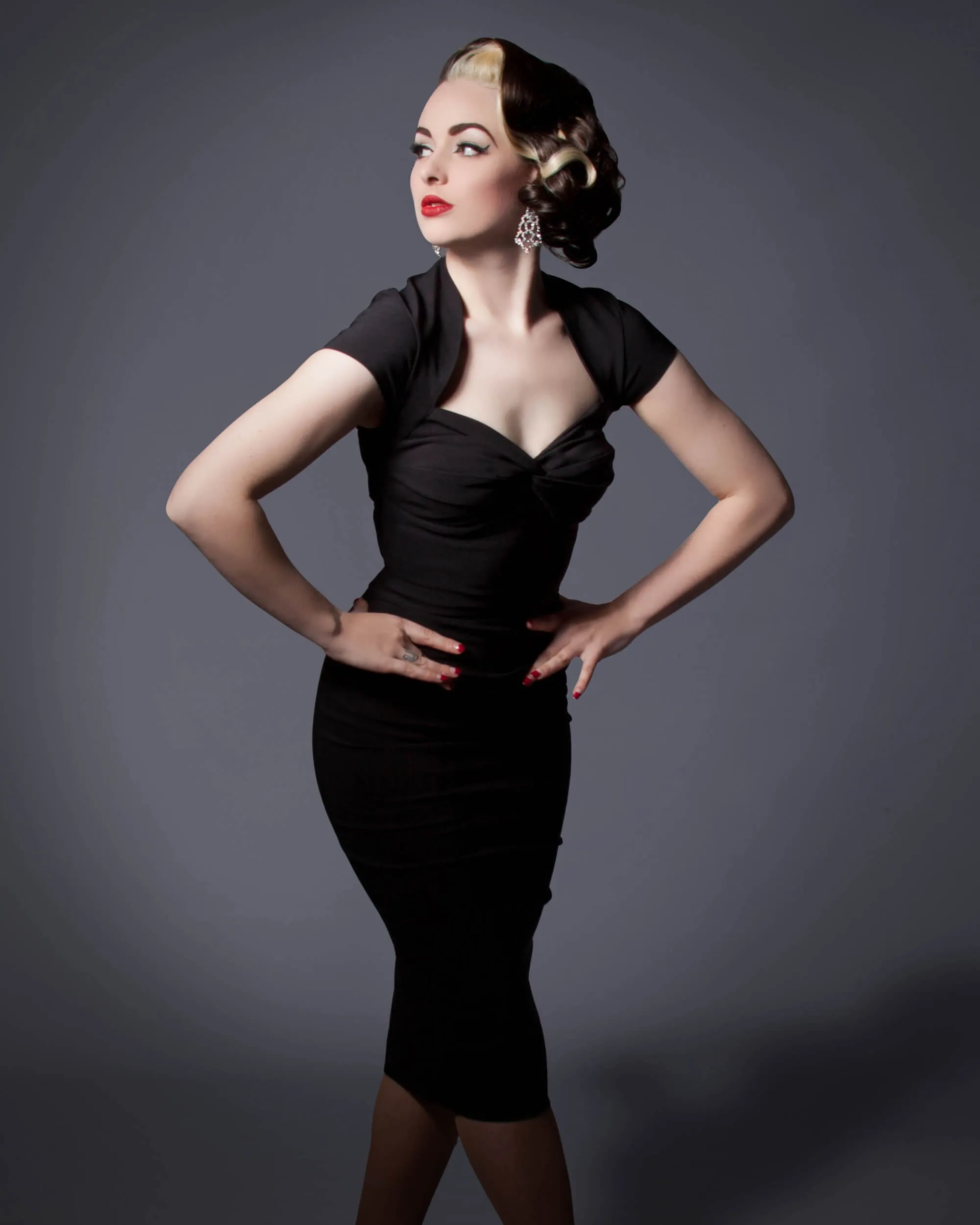 Foxy Lady 50s Wiggle Dress - Black