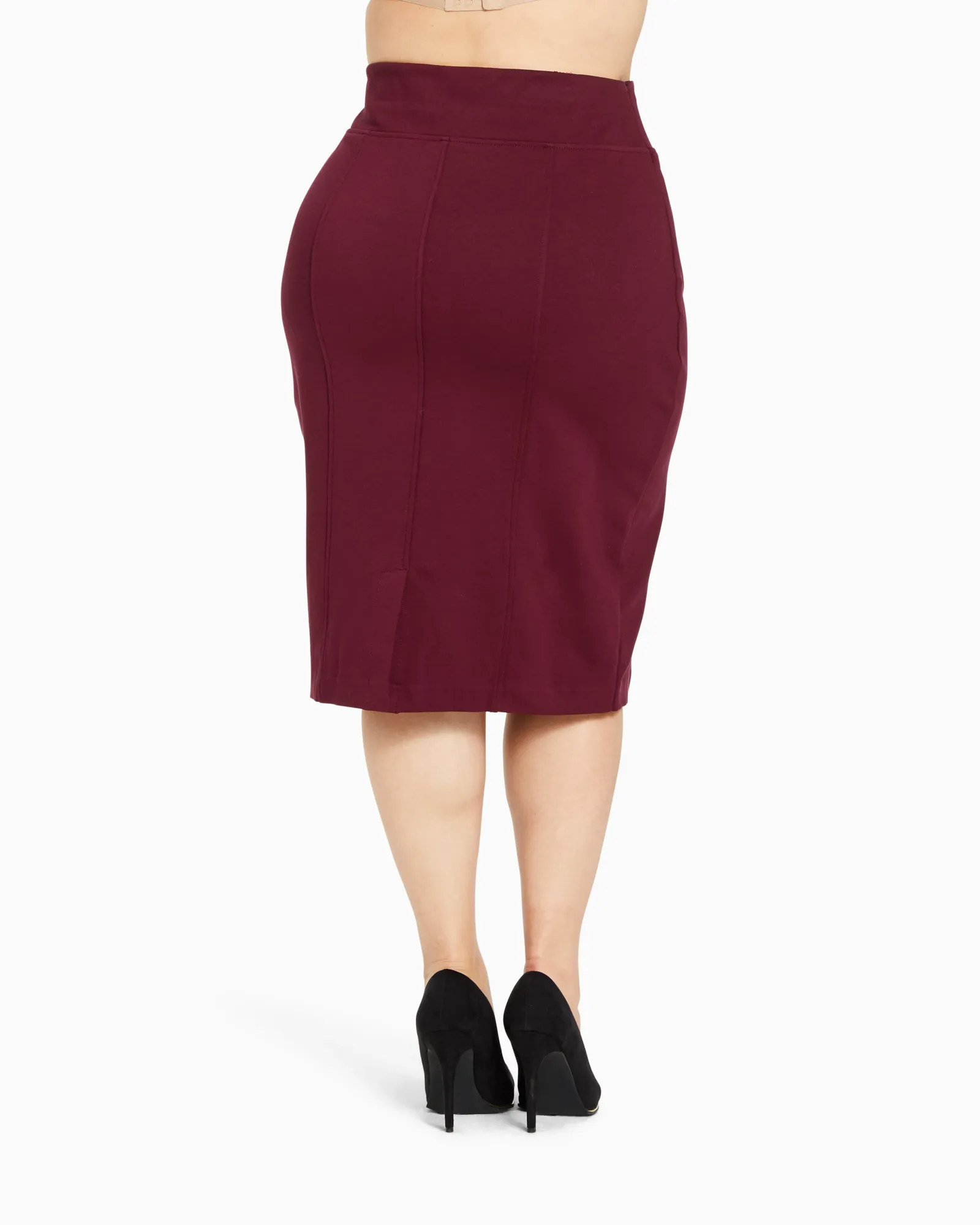 Freesia Scuba Pencil Skirt | Burgundy