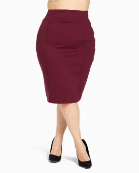 Freesia Scuba Pencil Skirt | Burgundy