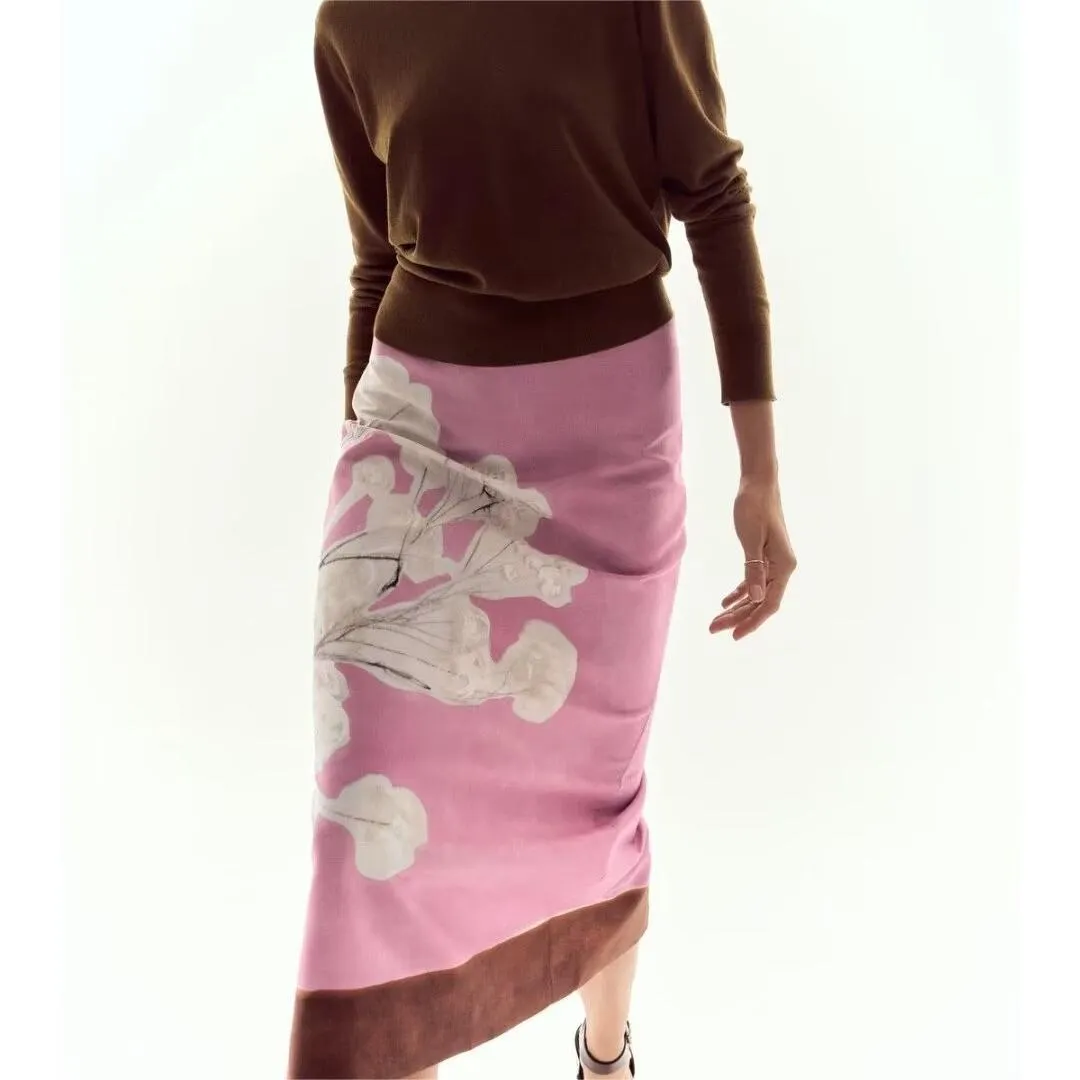 French Linen Blended Straight Skirt