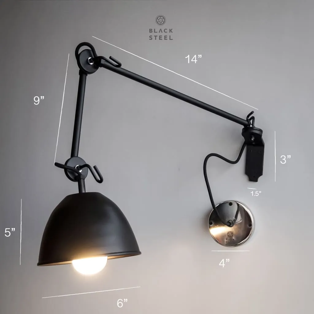 Fsw205 Galaxy Black Swing-Arm Wall Lamp