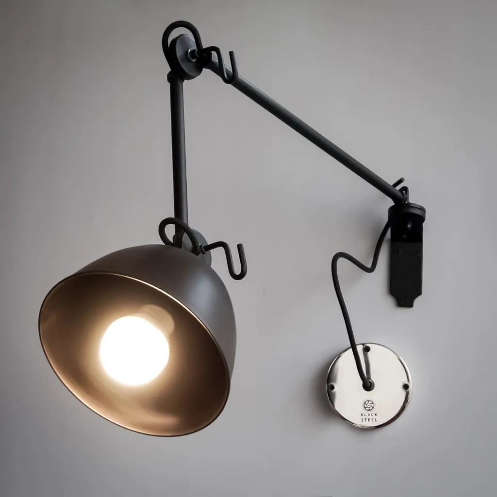 Fsw205 Galaxy Black Swing-Arm Wall Lamp